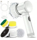 "Cordless Electric Spin Scrubber with 5 Replaceable Brush Heads"